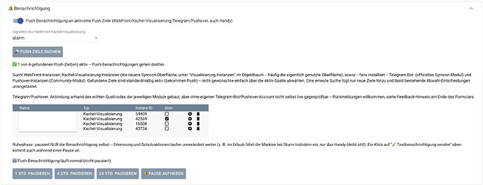 Einstellung der Benachrichtigungen
