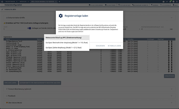 Popup „Vorlage laden"