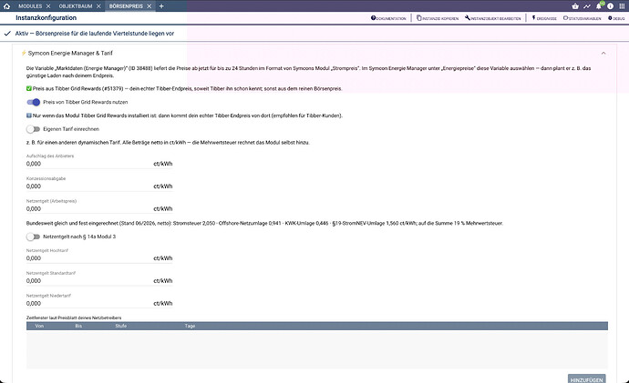 Symcon Energie Manager & Tarif