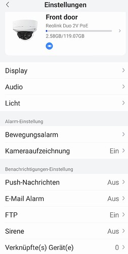 Reolink App_Einstellungen